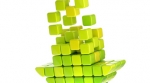 Downward arrow made of tiny cubes Downward arrow made of tiny cubes