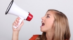 Student with megaphone Student with megaphone