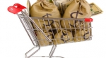Shopping cart with cash Shopping cart with cash