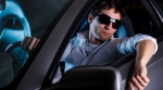 young man in a car young man in a car