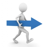 Man walking with horizontal arrow Man walking with horizontal arrow