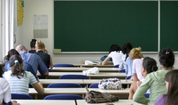 College classroom with students College classroom with students