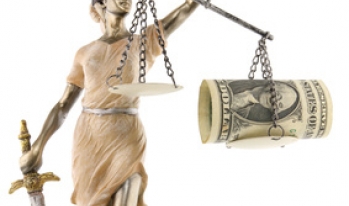 Lady Justice weighing money Lady Justice weighing money