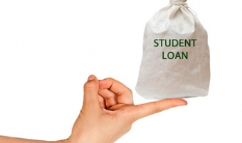 Small student loan resting on finger Small student loan resting on finger