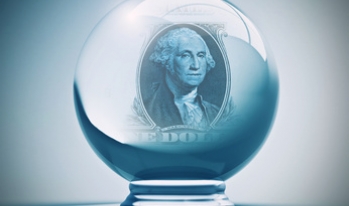 Crystal ball with a dollar displayed Crystal ball with a dollar displayed