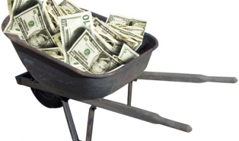 cash money in a wheelbarrow cash money in a wheelbarrow