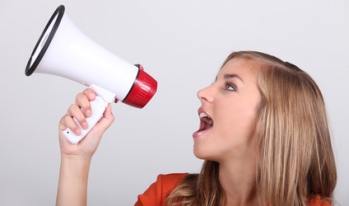 Student with megaphone Student with megaphone