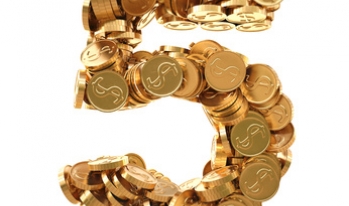 the number 5 made out of coins the number 5 made out of coins