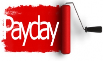 Paint roller rolling out the word "payday" Paint roller rolling out the word "payday"
