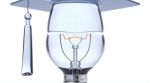 Light bulb with a graduate hat on Light bulb with a graduate hat on