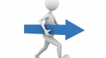 Man walking with horizontal arrow Man walking with horizontal arrow
