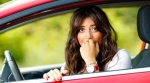 Worried woman in car Worried woman in car