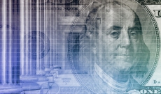 hundred dollar bill and columns hundred dollar bill and columns