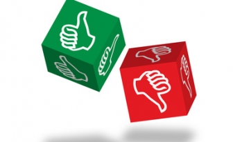 Approval Dice Dirce showing thumbs up and thumbs down
