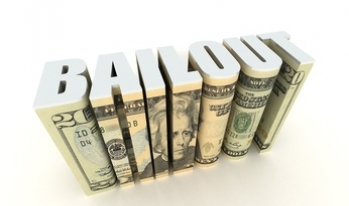 Bailout Bailout text with twenty dollar bill on profile