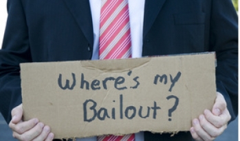 Businessman asking for bailout Businessman asking for bailout