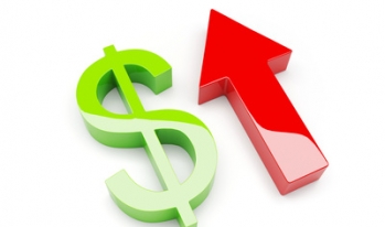 Rates are rising Dollar sign and a red up arrow