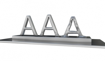 Shrivelling credit rating Three letter A's in a row with the last one shrivelling up