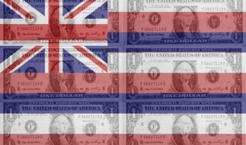 Hawaiian state flag with dollars Hawaiian state flag with dollars