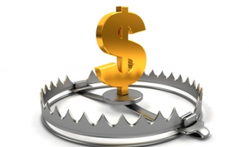 Money Trap Bear trap with dollar sign as bait
