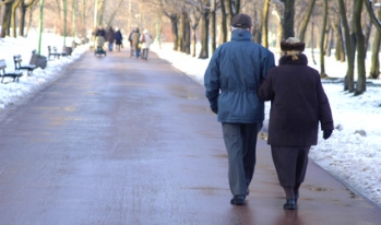 Older couple walking Older couple walking