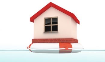 House floating on a life ring House floating on a life ring