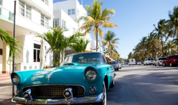 Classic car on a Miami street Classic car on a Miami street