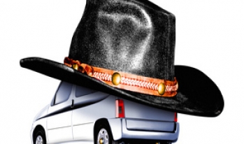 Cowboy hat on car Cowboy hat on car