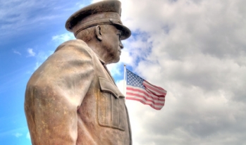 Eisenhower statue with flag Eisenhower statue with flag