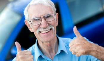 old man happy with his car old man happy with his car