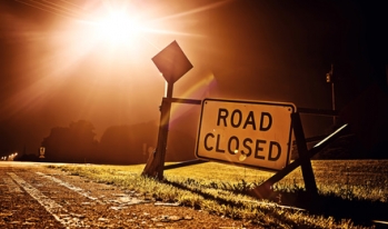 road clsoed with road block road closed with road block
