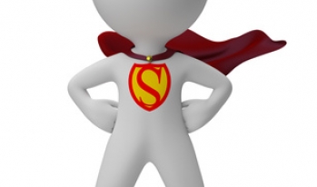 Superhero standing with hands on hips Superhero standing with hands on hips